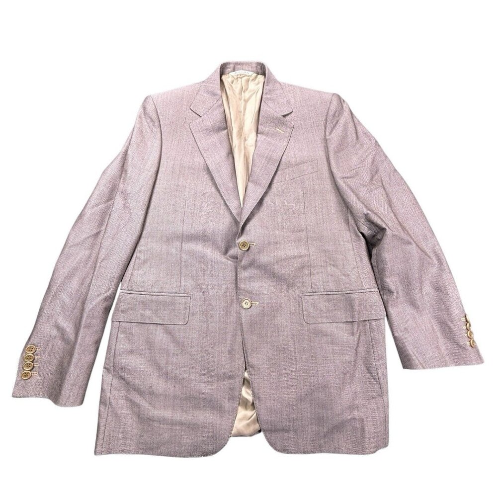 Canali Wool Silk Blazer US 40R Blue Gray Jacket Italy Made